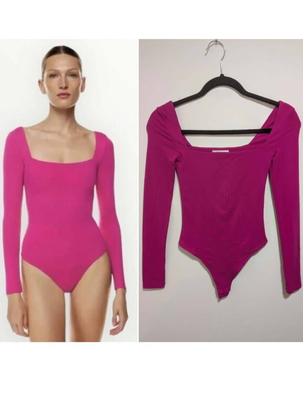 Aritzia Babaton | Contour Squareneck Longsleeve Bodysuit In Magenta